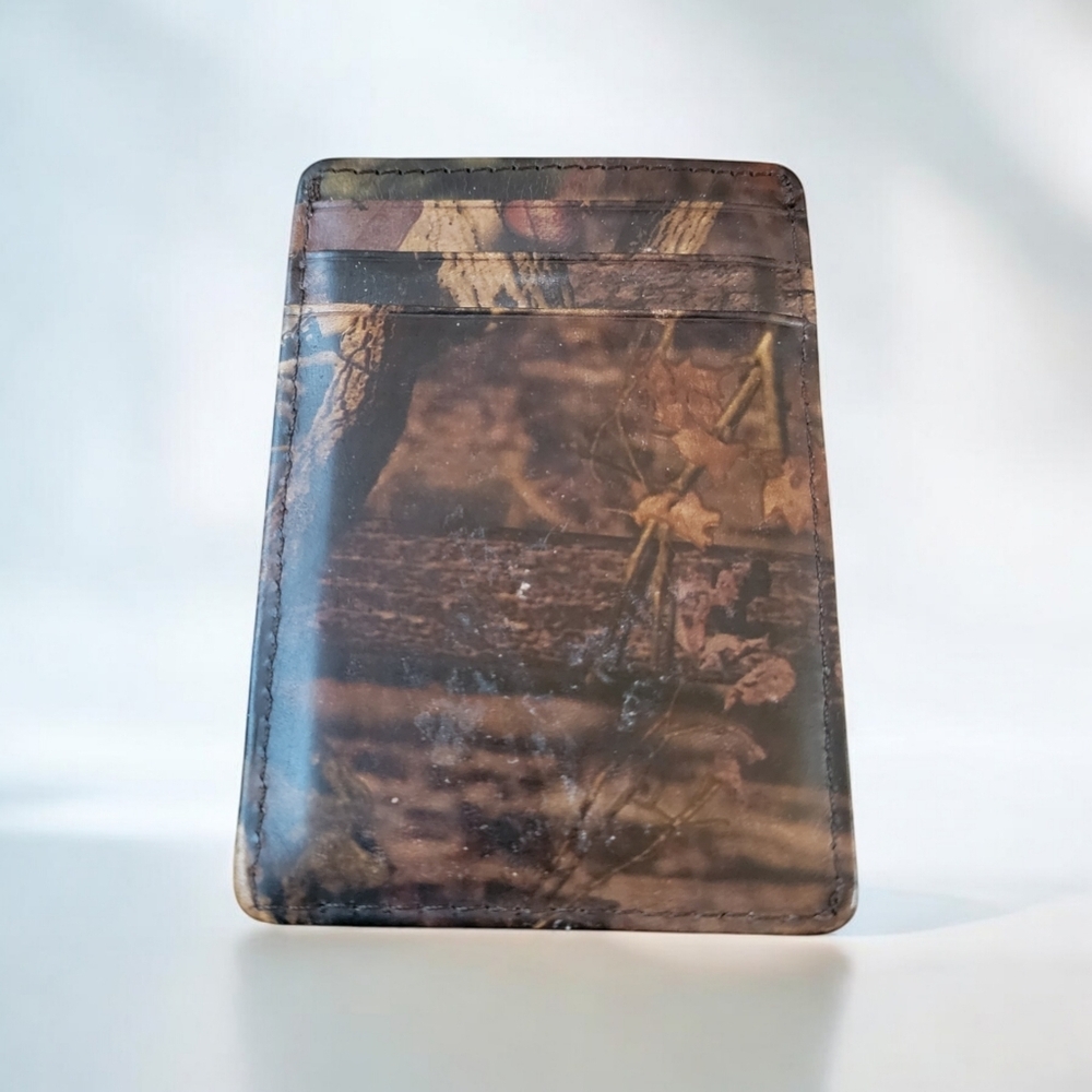 Camouflage Leather Men's Cardholder Money Clip Bottle Opener